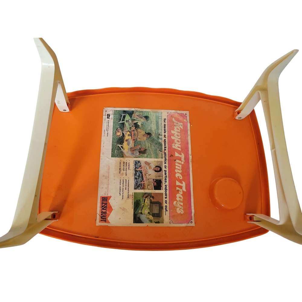 Vtg Orange TV Lap Tray W/ Cup Holder Retro Bed N Breakfast Blissfield Hollywood - Picture 5 of 8